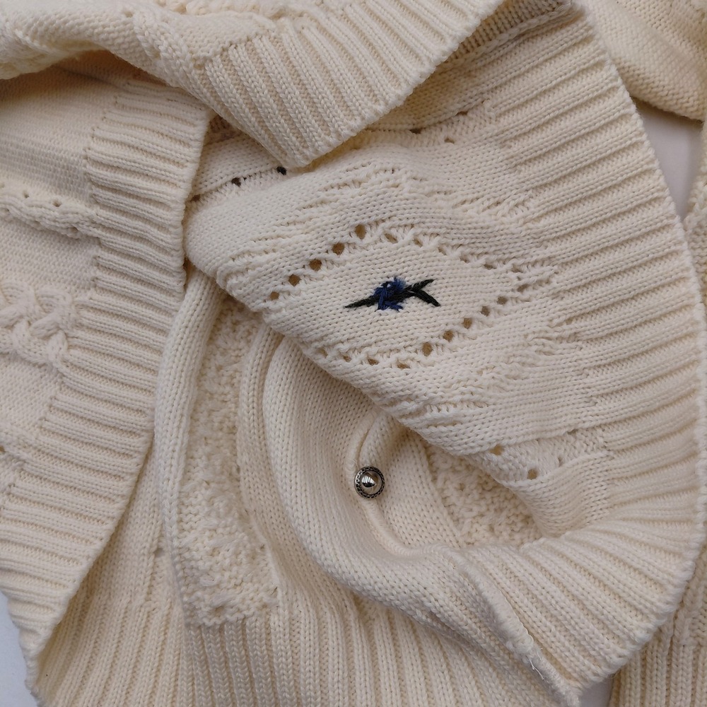 Vtg Lanamoden Salzburg Cream Wool Cable Knit Cardigan 3D Austria Cottagecore - Picture 9 of 9